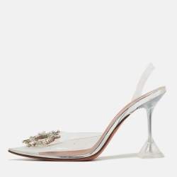 Amina Muaddi Transparent PVC Begum Slingback Pumps Size 39.5