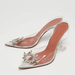 Amina Muaddi Transparent PVC Begum Slingback Pumps Size 39.5
