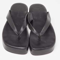 Pre Owned Amina Muaddi Black Leather Johana Platform Sandals Size 36.5