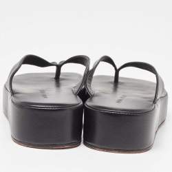 Pre Owned Amina Muaddi Black Leather Johana Platform Sandals Size 36.5