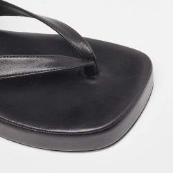 Pre Owned Amina Muaddi Black Leather Johana Platform Sandals Size 36.5