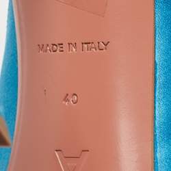 Pre Owned Amina Muaddi Blue Satin Begum Mules Size 40