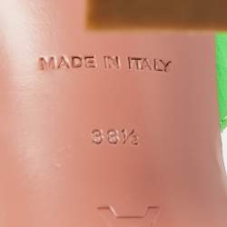 مملوكة مسبقًا Amina Muaddi Neon Green Leather Begum Crystal Embellished Slingback Sandals Size 38.5