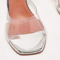Pre Owned Amina Muaddi Transparent PVC Lupita Sandals Size 38.5