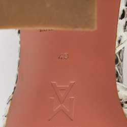 Pre Owned Amina Muaddi Cream/Brown Python Begum Pointed Toe Pumps Size 40