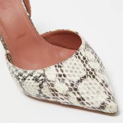 Pre Owned Amina Muaddi Cream/Brown Python Begum Pointed Toe Pumps Size 40
