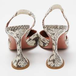 Pre Owned Amina Muaddi Cream/Brown Python Begum Pointed Toe Pumps Size 40