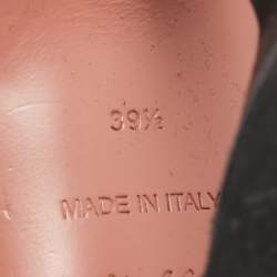 Pre Owned Amina Muaddi Black Satin Crystal Embellished Ankle Wrap Sandals Size 39.5