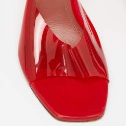 Pre Owned Amina Muaddi Red PVC Lupita Slide Sandals Size 37.5