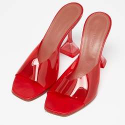 Pre Owned Amina Muaddi Red PVC Lupita Slide Sandals Size 37.5