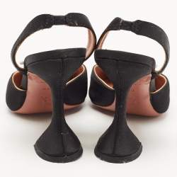 Pre Owned Amina Muaddi Black Satin Begum Slingback Pumps Size 40