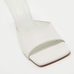 Pre Owned Amina Muaddi White Leather Lauda Slide Sandals Size 37