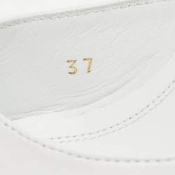 Pre Owned Amina Muaddi White Leather Lauda Slide Sandals Size 37