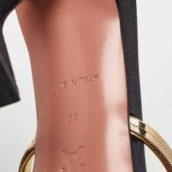 Amina Muaddi Black Satin Naima Slide Sandals Size 38