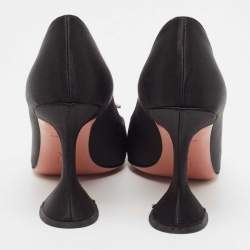 Pre Owned Amina Muaddi Black Satin Begum Pumps Size 37