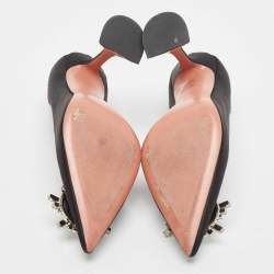 Pre Owned Amina Muaddi Black Satin Begum Pumps Size 37