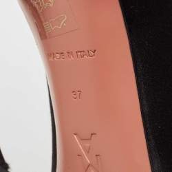 Pre Owned Amina Muaddi Black Satin Begum Pumps Size 37