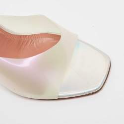 Pre Owned Amina Muaddi Transparent/Silver PVC Lupita Sandals Size 38