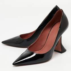Pre Owned Amina Muaddi Black Patent Leather Ami Pumps Size 36.5