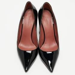 Pre Owned Amina Muaddi Black Patent Leather Ami Pumps Size 36.5