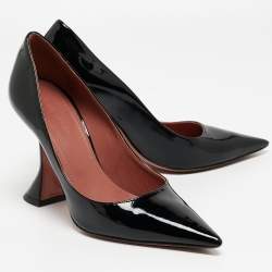 Pre Owned Amina Muaddi Black Patent Leather Ami Pumps Size 36.5