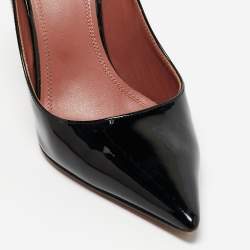 Pre Owned Amina Muaddi Black Patent Leather Ami Pumps Size 36.5