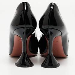 Pre Owned Amina Muaddi Black Patent Leather Ami Pumps Size 36.5