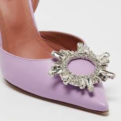 مملوكة مسبقًا Amina Muaddi Purple Leather Begum  Slingback Pumps Size 37