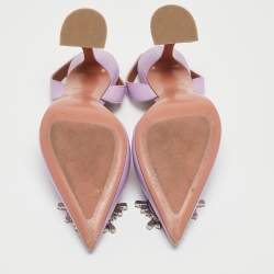 مملوكة مسبقًا Amina Muaddi Purple Leather Begum  Slingback Pumps Size 37