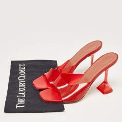 Pre Owned Amina Muaddi Red PVC Lupita Slide Sandals Size 39