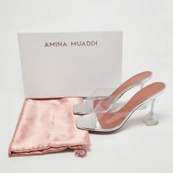 Amina Muaddi Transparent PVC Lupita Slide Sandals Size 41