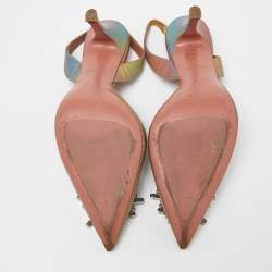 Amina Muaddi Multicolor Iridescent PVC Begum Slingback Pumps Size 39