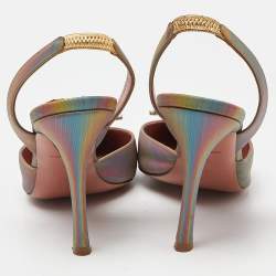 Amina Muaddi Multicolor Iridescent PVC Begum Slingback Pumps Size 39
