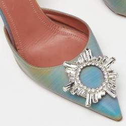 Amina Muaddi Multicolor Iridescent PVC Begum Slingback Pumps Size 39