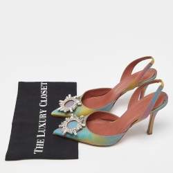 Amina Muaddi Multicolor Iridescent PVC Begum Slingback Pumps Size 39