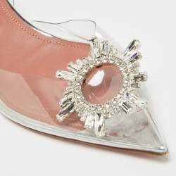 Pre Owned Amina Muaddi Transparent PVC Begum Slingback Pumps Size 39.5
