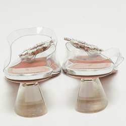 Pre Owned Amina Muaddi Transparent PVC Begum Slingback Pumps Size 39.5