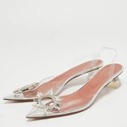 Pre Owned Amina Muaddi Transparent PVC Begum Slingback Pumps Size 39.5