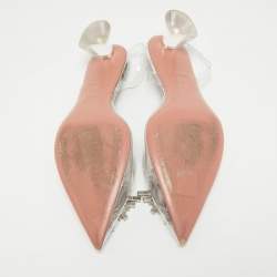 Pre Owned Amina Muaddi Transparent PVC Begum Slingback Pumps Size 39.5