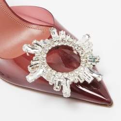 Pre Owned Amina Muaddi Burgundy PVC Begum  Slingback Pumps Size 37 