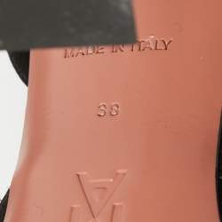 Pre Owned Amina Muaddi Black Satin Begum Slingback Pumps Size 38