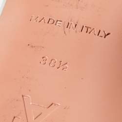 Pre Owned Amina Muaddi Silver PVC and Patent Leather Lupita Glass Sandals Size 38.5