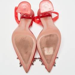 Amina Muaddi Red PVC Begum Slingback Pumps Size 36