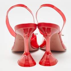 Amina Muaddi Red PVC Begum Slingback Pumps Size 36