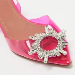 Pre Owned Amina Muaddi Pink PVC Begum Slingback Pumps Size 37