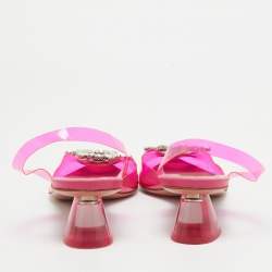 Pre Owned Amina Muaddi Pink PVC Begum Slingback Pumps Size 37