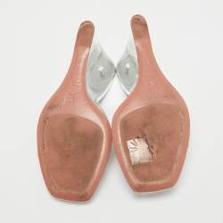 Amina Muaddi Transparent PVC Lupita Wedge Sandals Size 38