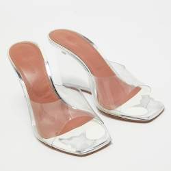 Amina Muaddi Transparent PVC Lupita Wedge Sandals Size 38