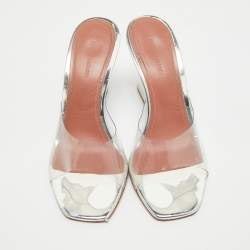 Amina Muaddi Transparent PVC Lupita Wedge Sandals Size 38