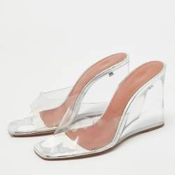 Amina Muaddi Transparent PVC Lupita Wedge Sandals Size 38